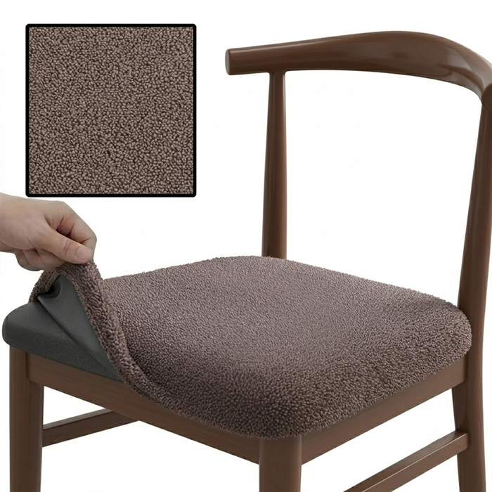 Anyseat Chair Cover Brown Fur Stretch Seat Cover For Home Dinning Kitchen Washable Removable