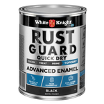 White Knight 1L Black Satin Rust Guard Quick Dry Advanced Enamel Paint