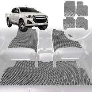 6D Diamond Car Floor Mats for Isuzu D-Max Crew Cab 2008-2011-Full Set-Grey-Outback GT
