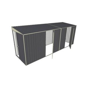 Build-a-Shed 1.5 x 5.2 x 2m Dual Single Hinged Side Door Skillion Shed - Grey
