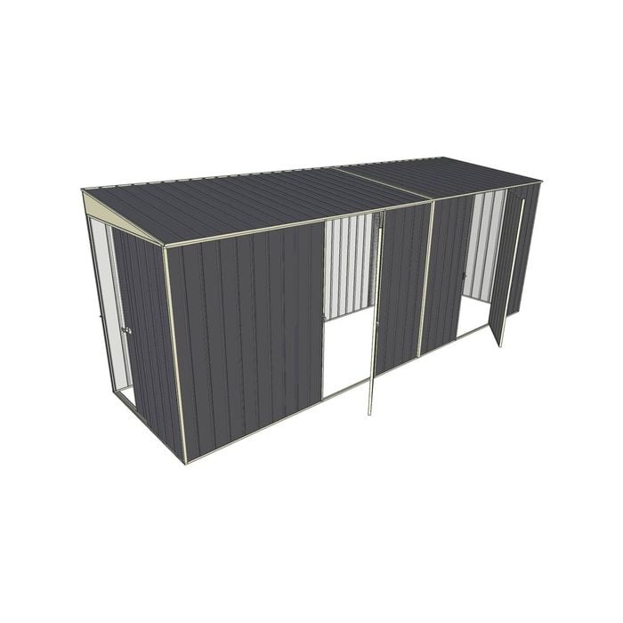Build-a-Shed 1.5 x 5.2 x 2m Dual Single Hinged Side Door Skillion Shed - Grey