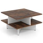 Costway 2-Tier Square Coffee Table Center Table