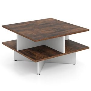 Costway 2-tier Square Coffee Table Center Table
