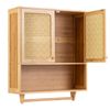 Costway Bamboo Bathroom Wall Cabinet Mounted Medicine Shelf Rack w/Multi-Layer Storage-Natural