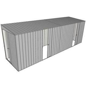 Build-a-Shed 1.5 x 6 x 2m Sliding Door Tunnel Shed With 2 Sliding Side Doors - Zinc