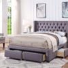 Bologna Premium Fabric Queen Bed Frame Grey Drawers