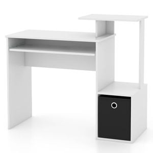 Costway Computer Desk Study Gaming Table W/keyboard Tray White