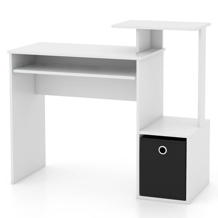 Costway Computer Desk Study Gaming Table W/keyboard Tray White