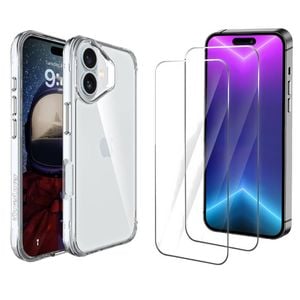 Icoverlover For Iphone 16 Plus Case + 2x Glass Screen Protectors Clear