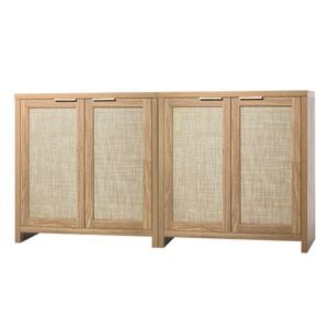 Oikiture 2x Buffet Sideboard Rattan Storage Cabinet