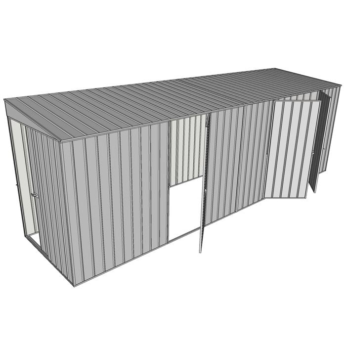 Build-a-Shed 1.5 x 6 x 2m Sliding Door Tunnel Shed With 3 Hinged Side Doors - Zinc