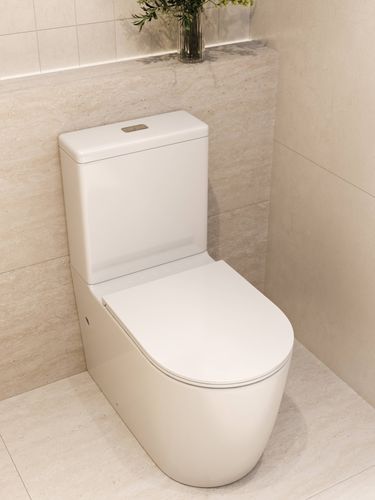 Modern bathroom interior featuring contemporary fixtures and finishes.
