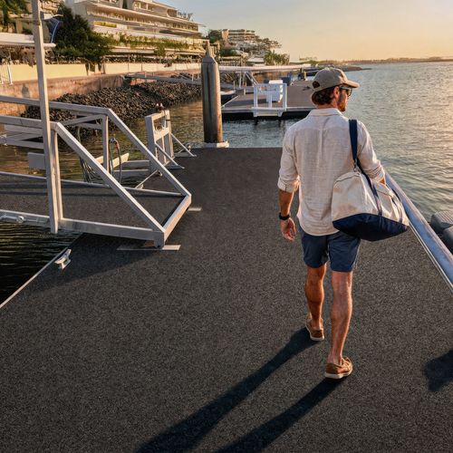 Marine carpet, UV stabilised, plush feel and latex backing for stability.