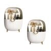 SOGA 2X White Transparent Countertop Makeup Organiser Cosmetic Storage
