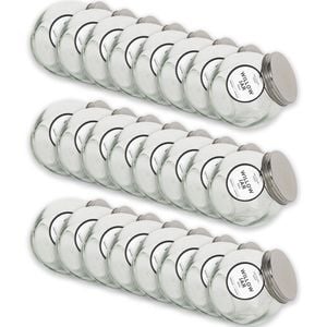24PK Glass & Co Willow Premium Tilt Silver Screw Lid Storage Jar 350ml Clear