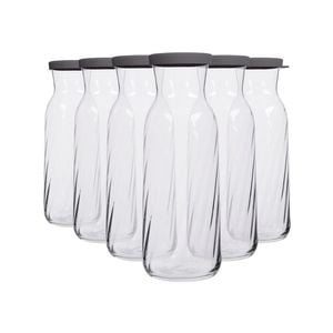 LAV Fonte Optic Glass Carafes - 1.2L - Grey Lid - Pack of 6