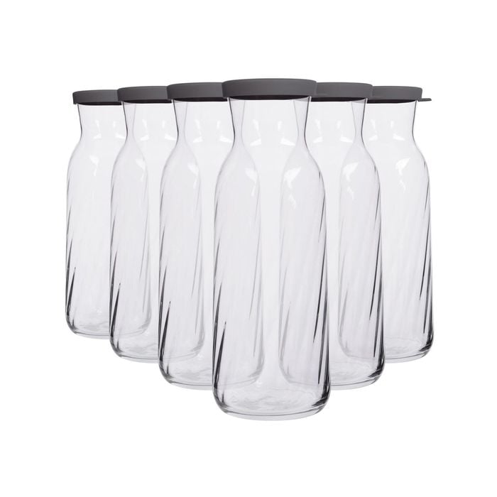 LAV Fonte Optic Glass Carafes - 1.2L - Grey Lid - Pack of 6