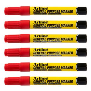 12pk Artline General Purpose Permanent Marker 1.5mm Bullet Nib Instant Dry Red