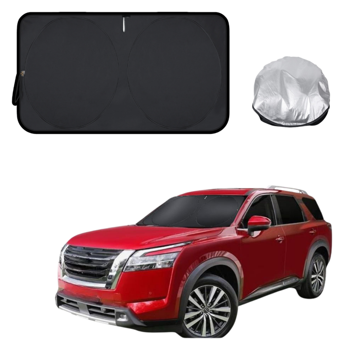 Front Windscreen Sun Shade for Nissan Pathfinder 2022 - Current 8 seater (R53) - Standard 150 x 85 cm - Black