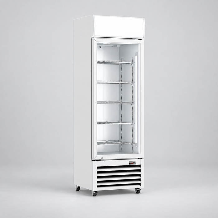 Thermaster Single Glass Door Colourbond Upright Drink Fridge White - LG-540P
