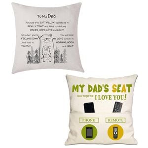 Catzon 2 Pcs Linen Throw Pillow Covers for Dear Dad Birthday Gifts for Father-Set 13