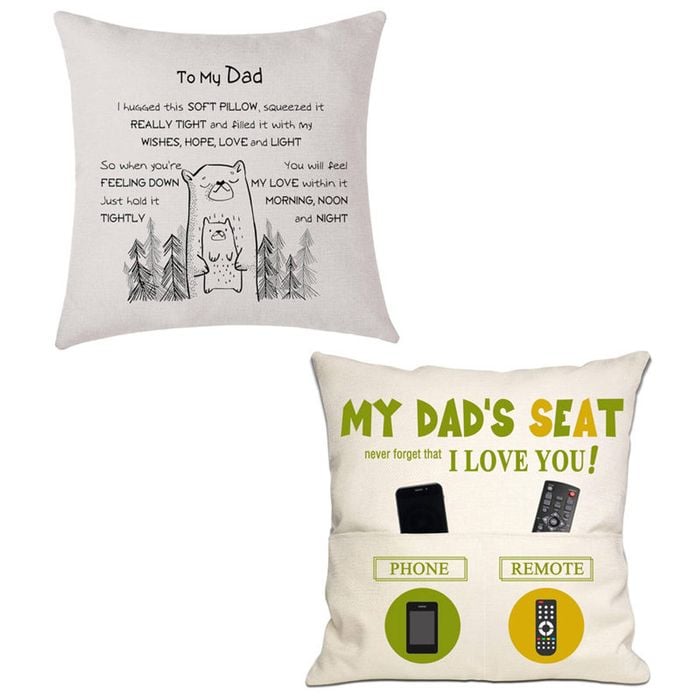 Catzon 2 Pcs Linen Throw Pillow Covers for Dear Dad Birthday Gifts for Father-Set 13