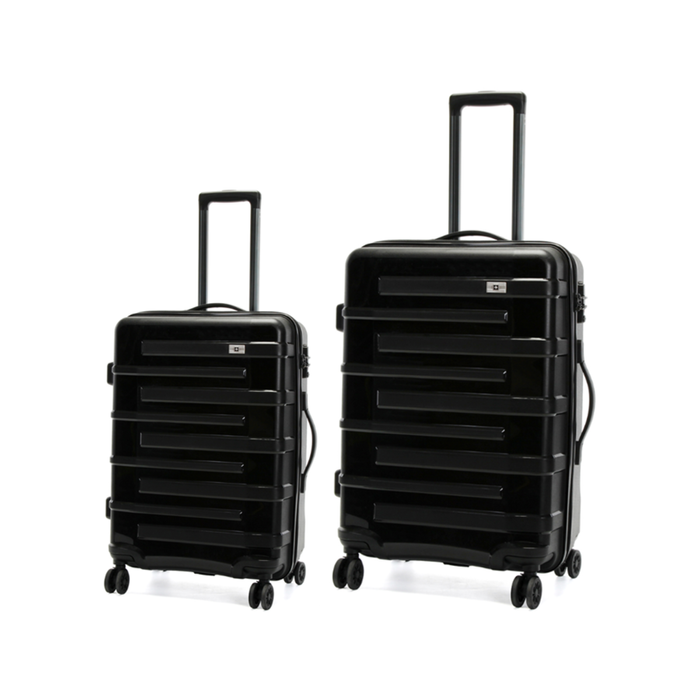 SWISS Luggage Suitcase with TSA locker HardCase  20" 24" 2 Pieces - Black