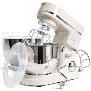 Advwin Stand Mixer 8L+6.5L Kitchen Mixer, 6 Speed Electric Food Mixer Beige