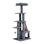 Petzly Cat Tree Tower Scratching Condo House Bed 125cm Beige/Dark Grey/Grey