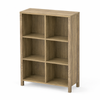 Roomo Cube Storage Cabinet, Wooden Open Shelf Bookshelf Organizer, Freestanding Display Unit for Home Office, Natural Wood