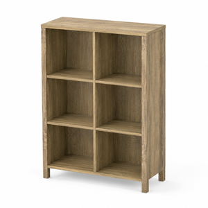 Roomo Cube Storage Cabinet, Wooden Open Shelf Bookshelf Organizer, Freestanding Display Unit for Home Office, Natural Wood