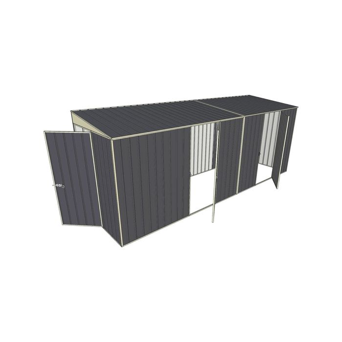 Build-a-Shed 1.5 x 5.2 x 2m Dual Single Hinged Side Door Skillion Shed - Grey
