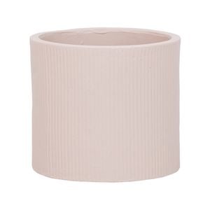 18 x 16cm Cream Cylinder Linear Ceramic Pot