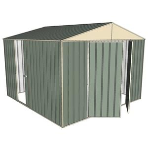 Build-a-Shed 3.0 x 3.0 x 2.3m Double Hinge and Single Sliding Door Shed - Green