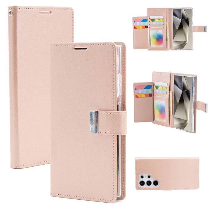 Goospery Rich Diary for Samsung Galaxy S25 Ultra - Rose Gold, Magsafe
