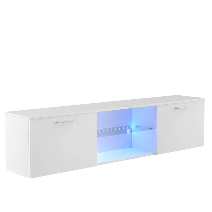 Ufurniture TV Unit Cabinet 160cm TV Stand Entertainment Unit with LED Light White