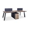 Modern Furniture ARTO 4 People Back to Back Workstation2 Cabinets 240cmOak&Black