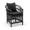 Watego Malawi Style Outdoor Wicker And Aluminium Dining Chair Charcoal & Denim Grey Cushions