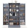 Costway 2 Doors Kitchen Buffet Cabinet W/3 Storage Areas 17 Shelves Grey