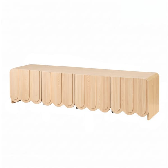 HOMFURN 180cm Scalloped Entertainment Unit Pine