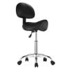Vevor Saddle Rolling Stool Black Pu Leather With Backrest 360°swivel Thickened Cushion