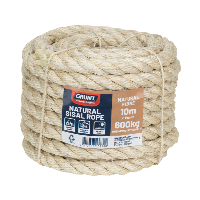 GRUNT 14mm x 10m Natural Sisal Rope