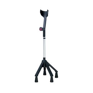 Quad Forearm Crutch - Black, Adjustable Support for Enhanced Stability - Single