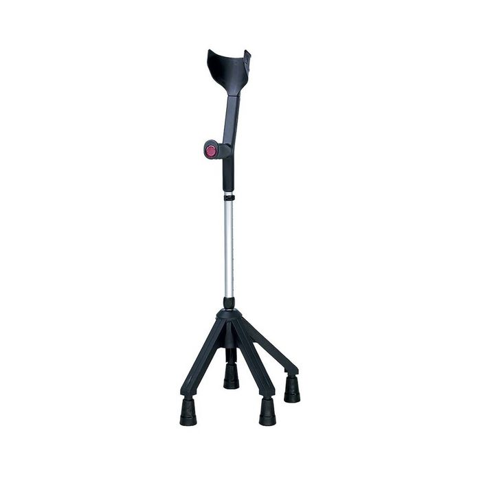 Quad Forearm Crutch - Black, Adjustable Support for Enhanced Stability - Single