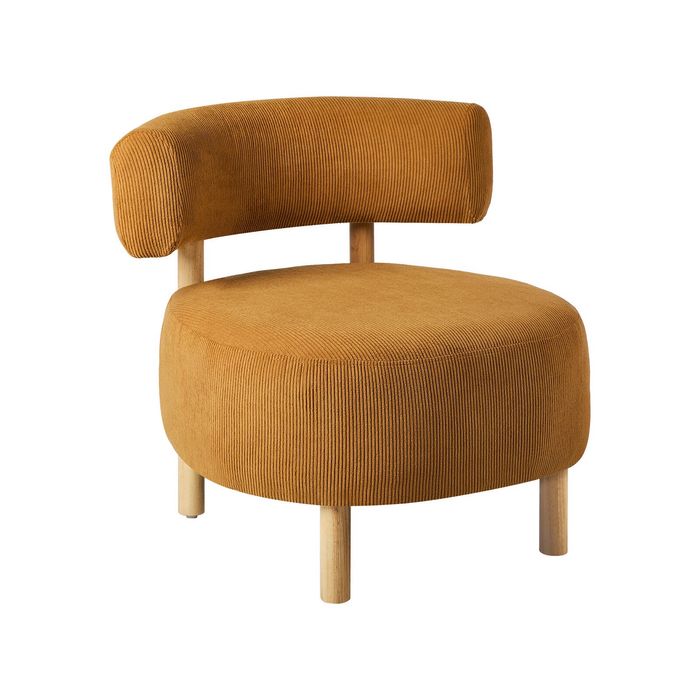 Oikiture Wooden Armchair Lounge Chair Velvet Accent Armchairs Orange