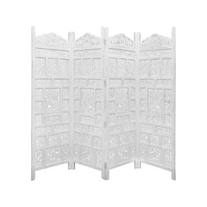 Elephant Room Divider 4 Panel Privacy Screen Partition - White