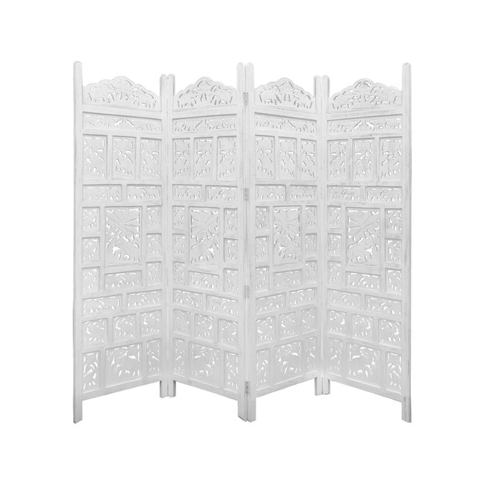Elephant Room Divider 4 Panel Privacy Screen Partition - White