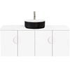 CIBO 1200mm White Mornington Wall Hung Bathroom Vanity With Black / White Basin And White Handles