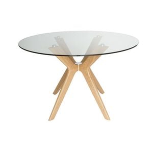 Sk Designer Living | Doreen Collection | Round Glass Dining Table | 120cm - Natural
