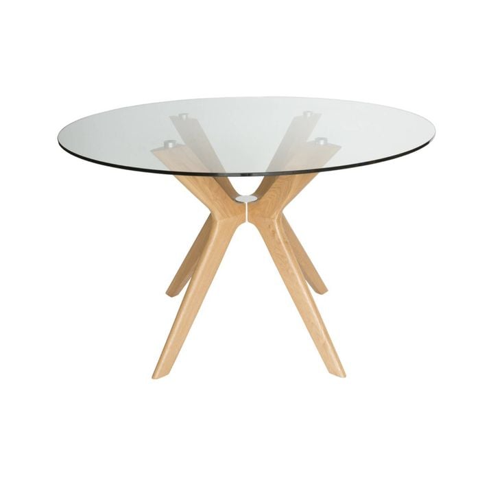 Sk Designer Living | Doreen Collection | Round Glass Dining Table | 120cm - Natural